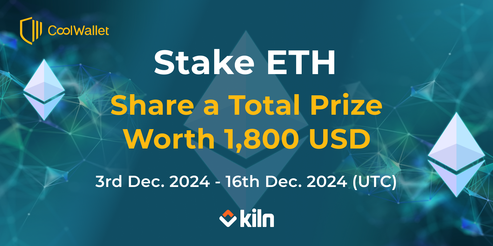 Eth Shop Stake ETH. Share a Total Prize Worth 1,800 USD. – CoolWallet